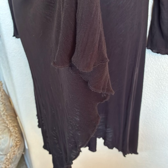 SURVIVAL long black cardigan duster, waterfall front, fluted edges. L - Picture 6 of 16
